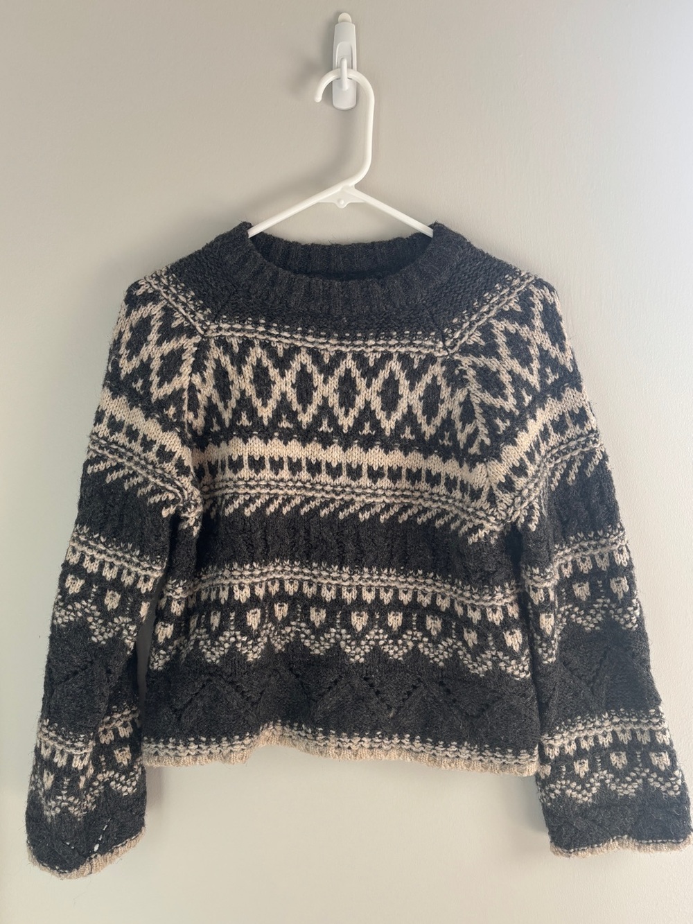 Sanctuary Black & Cream Fair Isle Turtleneck Pullover